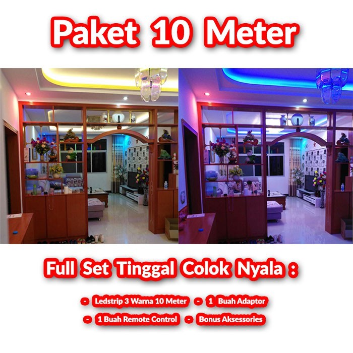 Jual Paket Full Set Ledstrip Warna Kuning Biru Ungu Meter Meter