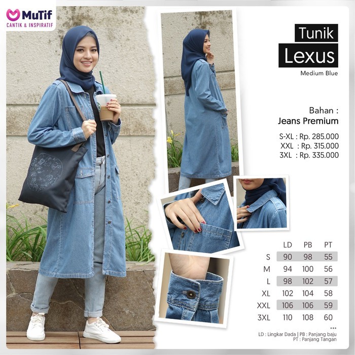 Outer jeans muslimah mutif lexus diskon 20% nett