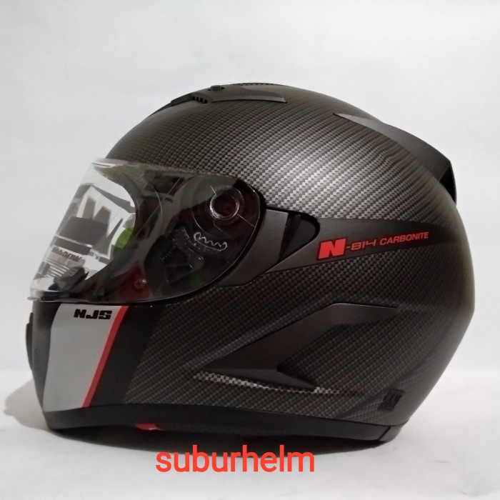 HELM NJS SHADOW N - 814 CARBONITE BLACK RED FLAT VISOR