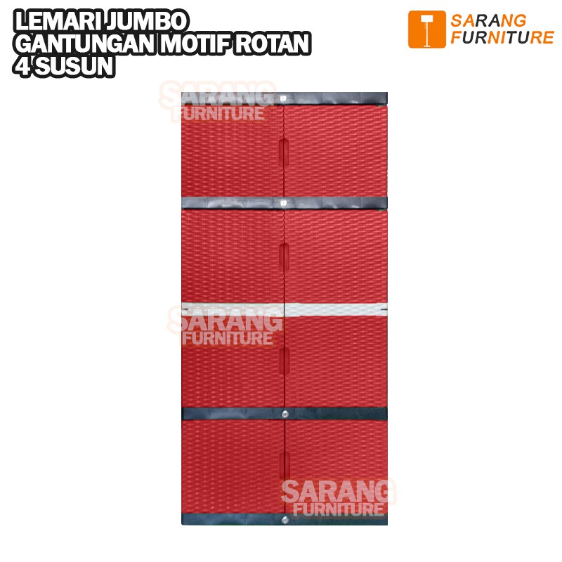 JUMBO - LEMARI PLASTIK SERBAGUNA ROTAN FULL KUNCI FULL KUNCI RATTAN LEMARI GANTUNGAN LEMARI 4 SUSUN PAKAIAN PLASTIK