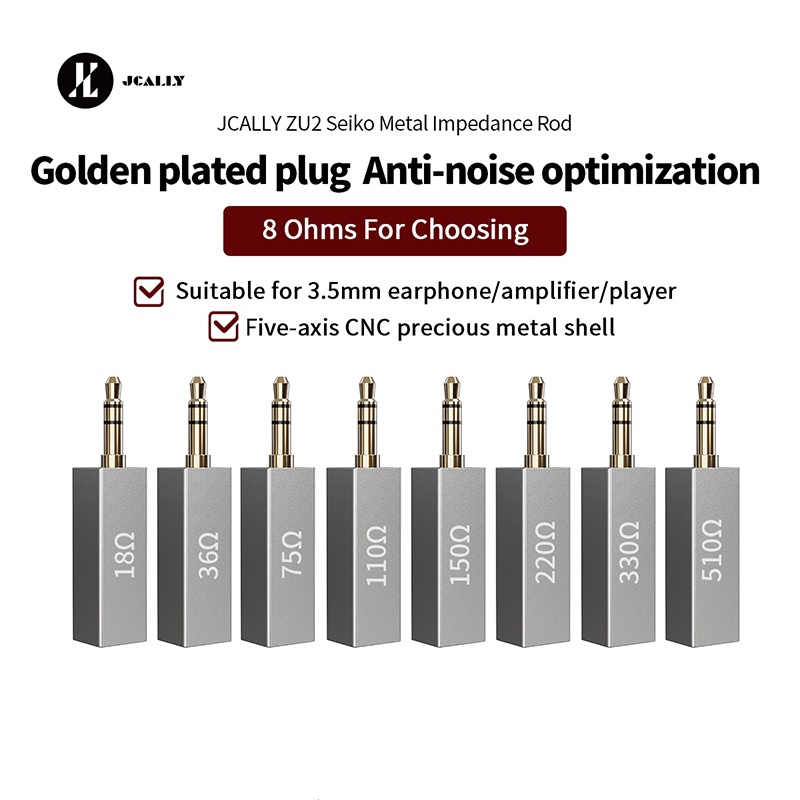 Jcally ZU2 Adapter Earphone Stereo Impedansi Audio 18ohm 36 75 110 150ohm 220 / 330 / 510 ohm Noise Reduction
