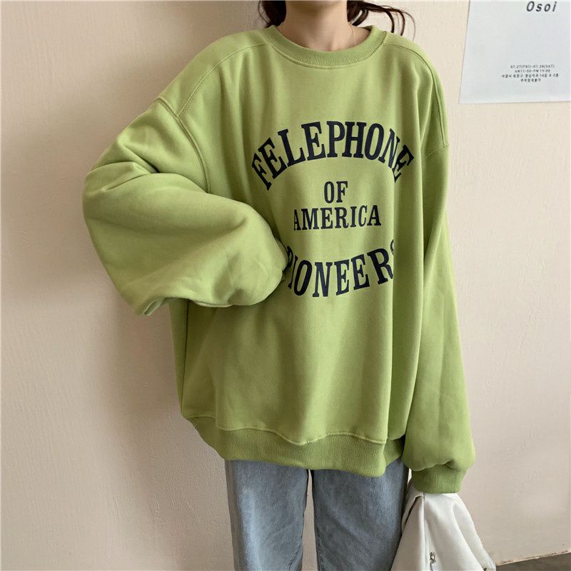 (S - 6XL) Sweater Crewneck FELEPHONE Of AMERICA PIONEERS Sweatshirts Oversize Unisex Korean Style Harajuku Hijau matcha Avocado Baby Blue Putih Cute Korean Street S M L XL XXL XXXL 4L 5L 6L Loose long Sleeve Sweatshirt Green Soft Jaket Jumbo