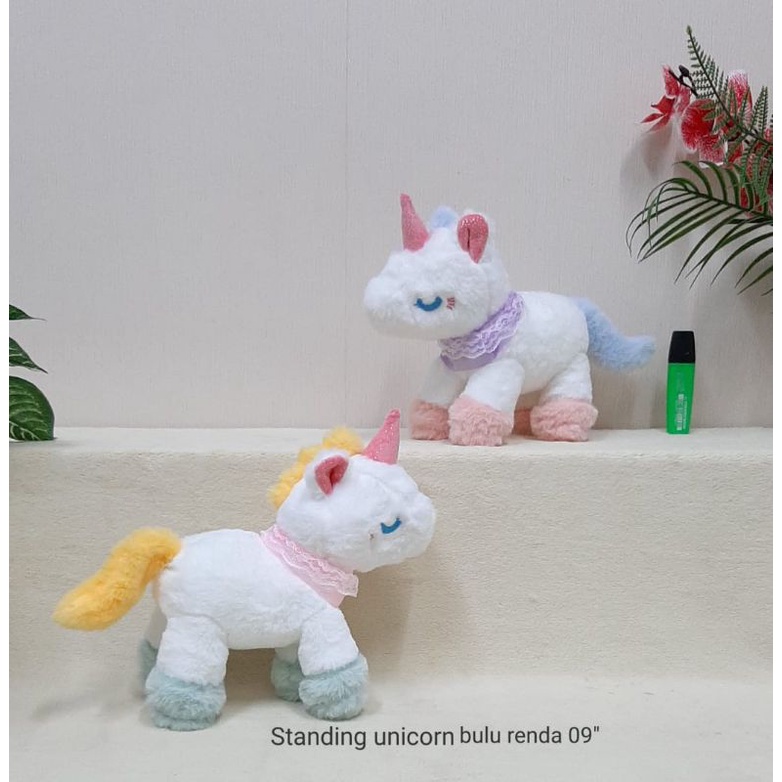 Boneka unicorn bulu renda kuda pony animal karakter bahan lembut