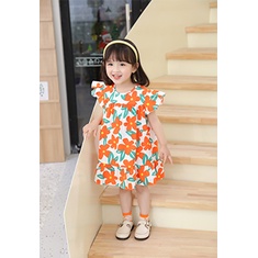 【Happy Baby】0-6Tahun QZ-74 dress terusan santai perempuan motif Flowers 100% KATUN PREMIUM QUALITY