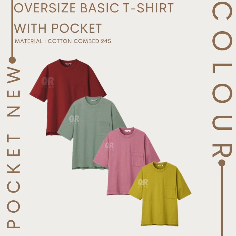 QRPROJECT.ID -POCKET Kaos Polos Oversize Pocket Unisex Premium Oversized Tshirt Combed 24s NEWCOLOUR