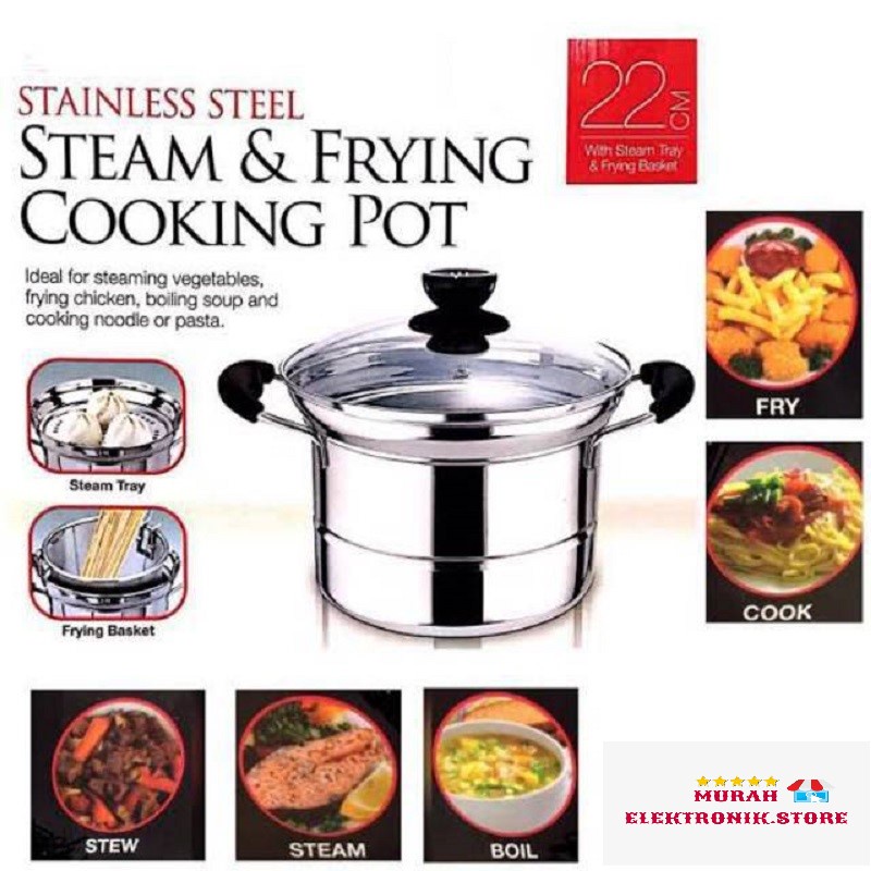 STEAM &amp; FRYING COOKING POT 22CM