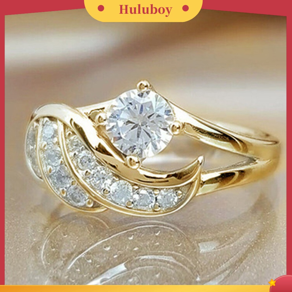 Hu Hu Hu Hu Hu Alat Bantu Pasang Kacamata♡ Cincin Wanita Desain Sayap Malaikat Hias Berlian Imitasi Untuk Pernikahanhadiah