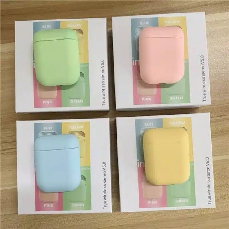 MEASTORE | HEADSET BLUETOOTH WIRELESS I12 TWS BLUETOOTH VERSI 5.0 INPODS MACARON WIRELESS