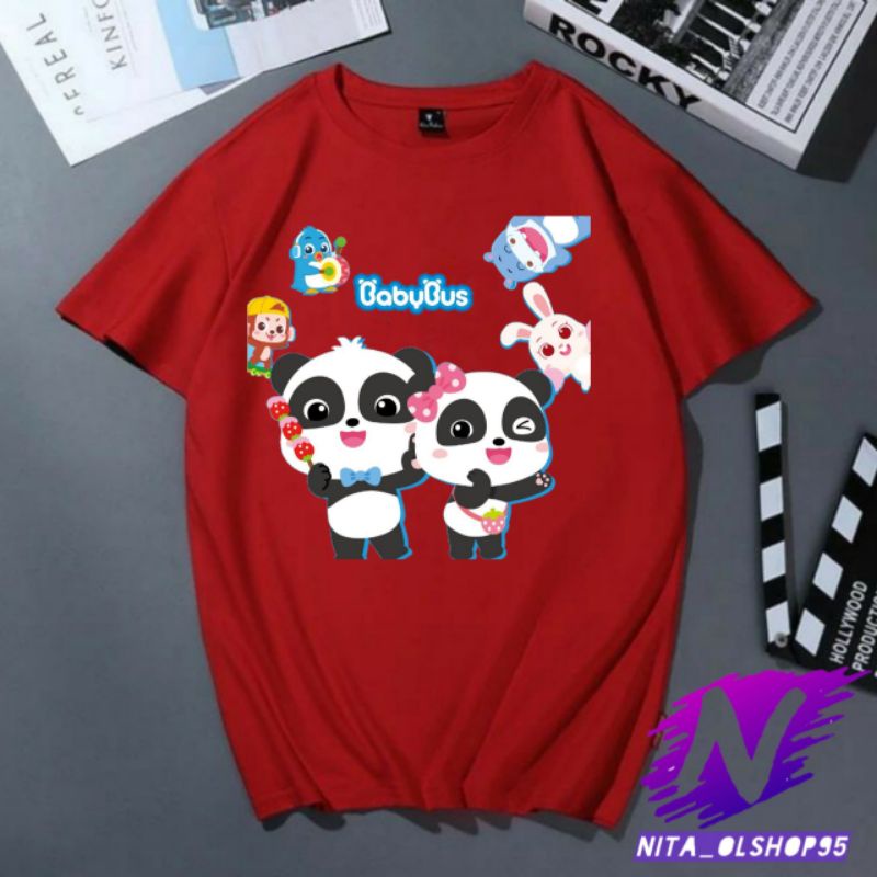 kaos anak dunia panda baju anak babybus Kiki dan Miu Miu kaos kartun anak panda lucu