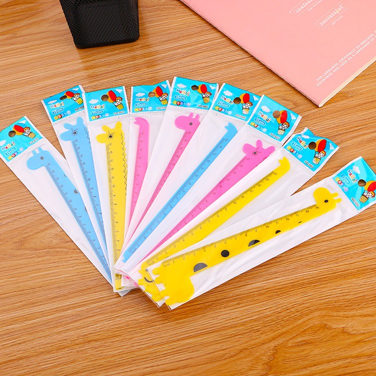 Penggaris Pengaris Ruler Plastik 15cm Stationary Stationery Alat Tulis Sekolah Kantor Lucu Unik Motif Jerapah GMALL ST0013