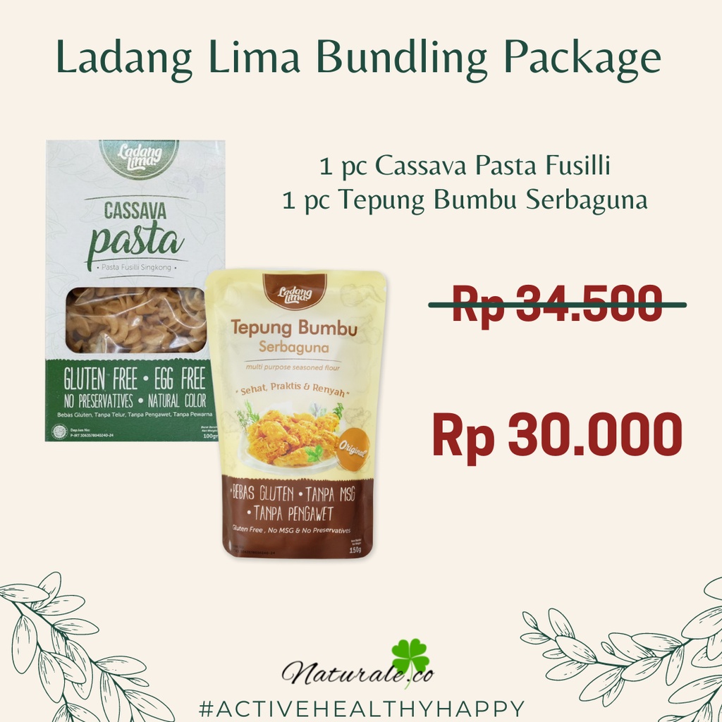 

Ladang Lima Tepung Bumbu Serbaguna Bundle Cassava Pasta Fusilli - Gluten Free