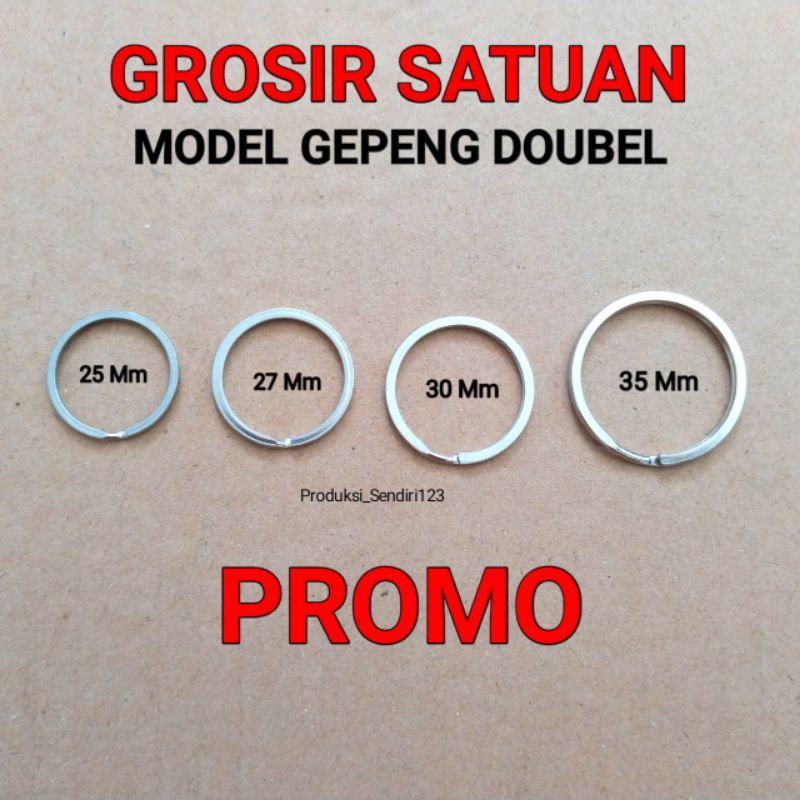 Ring gantungan kunci Gepeng double ukuran Lengkap Ring bulat Tebal Ganci