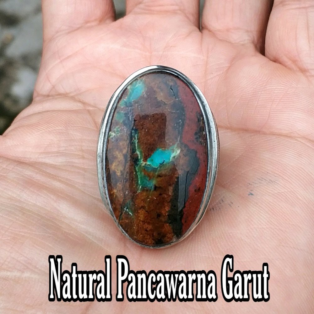 CINCIN BATU AKIK NATURAL PANCAWARNA GARUT MOTIF ABSTRAK BIG SIZE