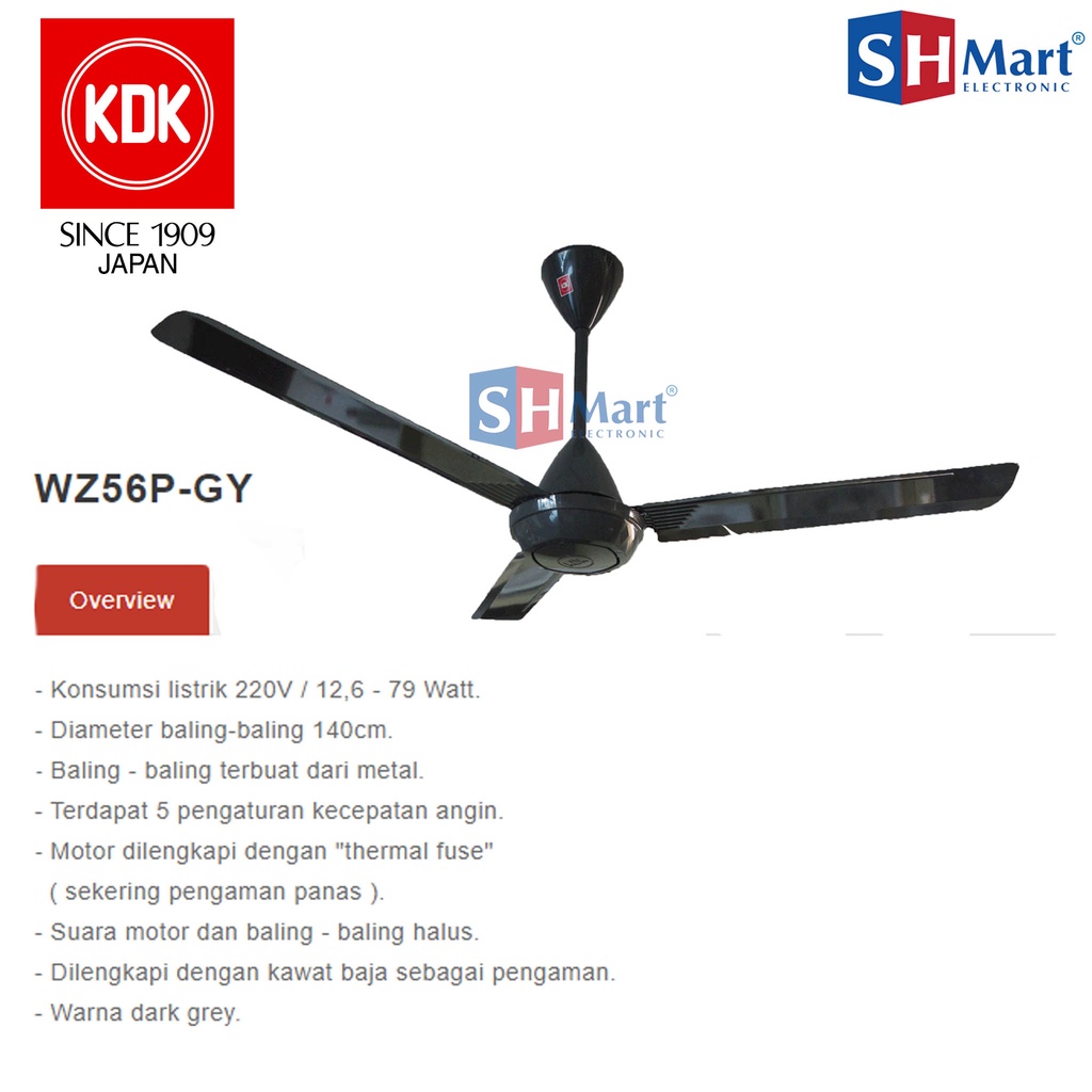 CEILING FAN KDK KIPAS ANGIN GANTUNG PLAFON WZ56P WZ-56P GARANSI RESMI (MEDAN)