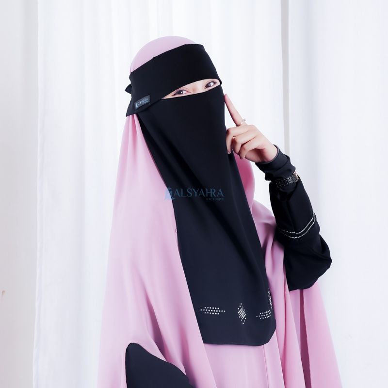 Niqab Poni Mediterania Sifon Silk Jetblack Alsyahra Exclusive