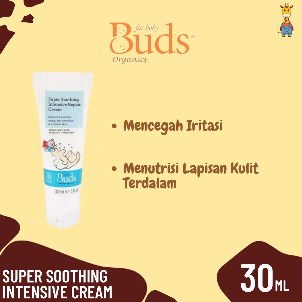 Buds Super Soothing Intensive Cream 30ml - Lotion atau Krim Perawatan Iritasi Luka Eczema Bayi dan Anak