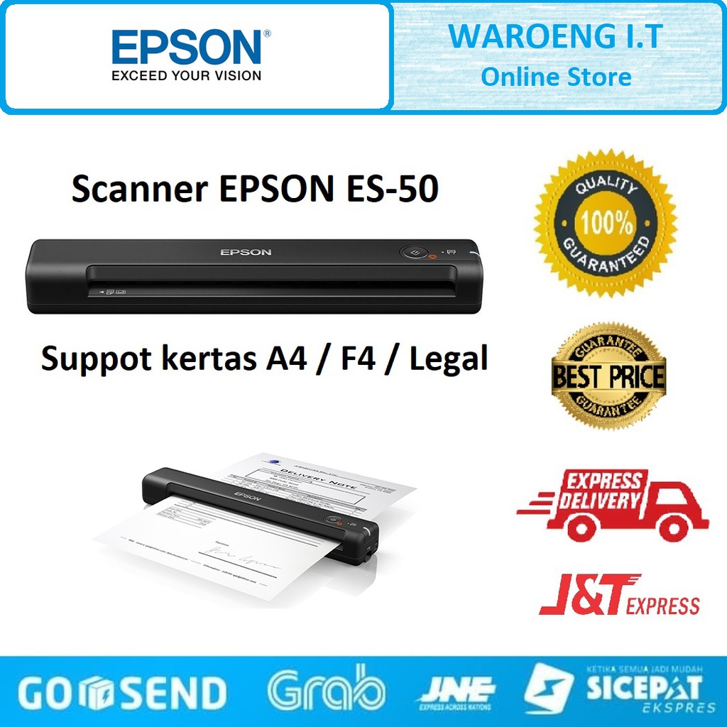 Scanner Portable EPSON ES-50 ( Support Scan Kertas F4 dan Legal )
