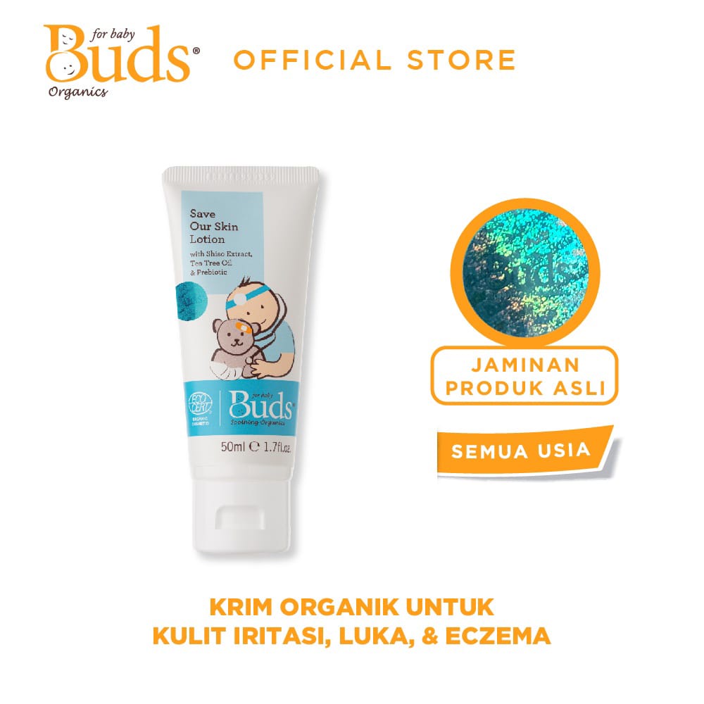 Buds Organics Save Our Skin Lotion Soothing - Krim Perawatan Iritasi Luka Eczema Bayi dan Anak