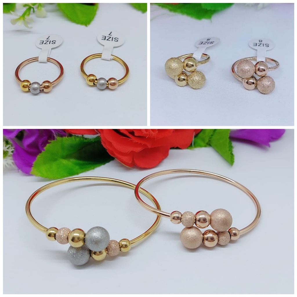 Titanium gelang dan cincin biji bola A.B