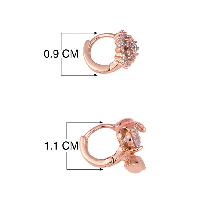 LRC Anting Tusuk Fashion Rose Gold Zircon Alloy Earrings K05770