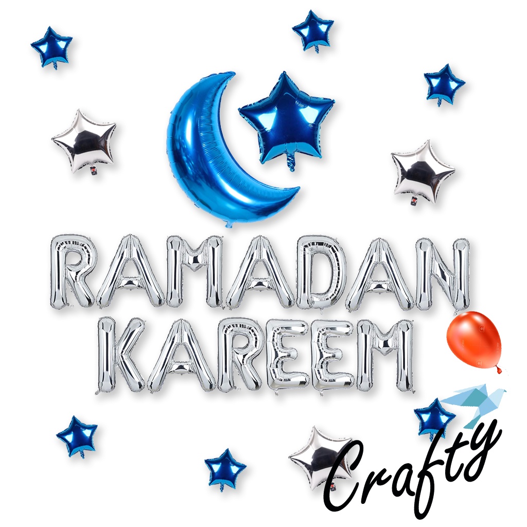 [PAKET] RAMADHAN Set RAMADAN KAREEM -SILVER- Balon Dekorasi Lebaran