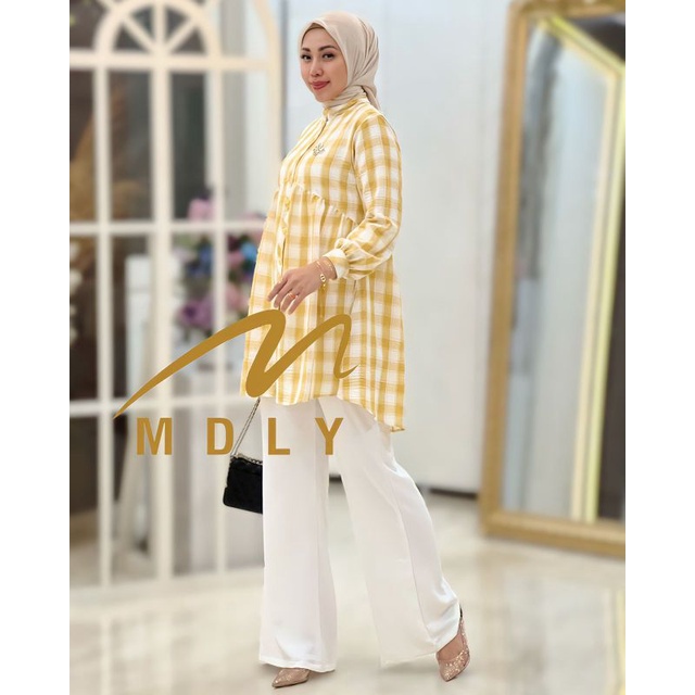 Gamis Dress Stelan Wanita Terbaru Special Ungu dan Kuning  Helua Set By Mdly