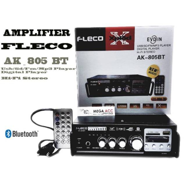 Promo Amplifier Fleco AK-805BT Bluetooth Power Stereo Ampli + USB + FM Radio Murah