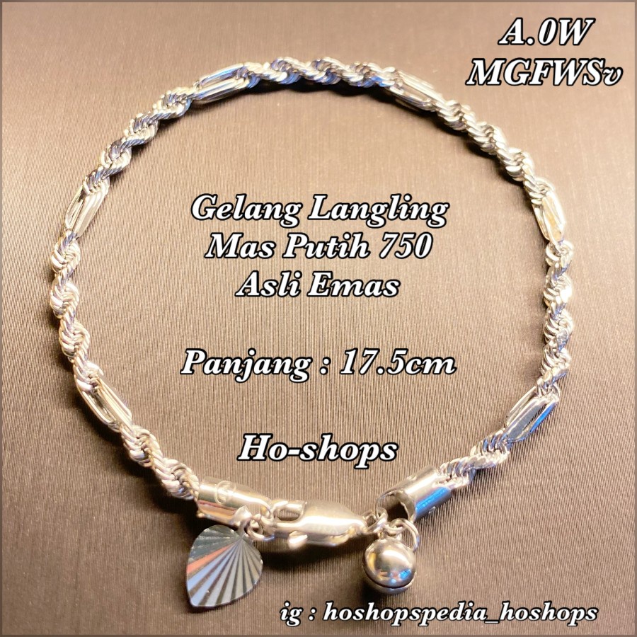 Gelang Langling Mas Putih Kadar 750 Asli Emas