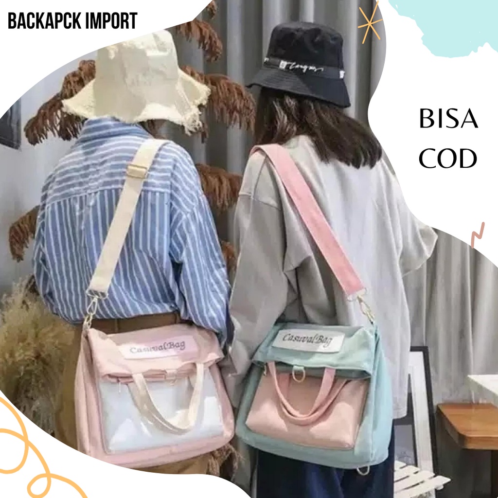 Casual Backapck Tas Ransel Backpack 2in1 / TAS SELEMPANG WANITA