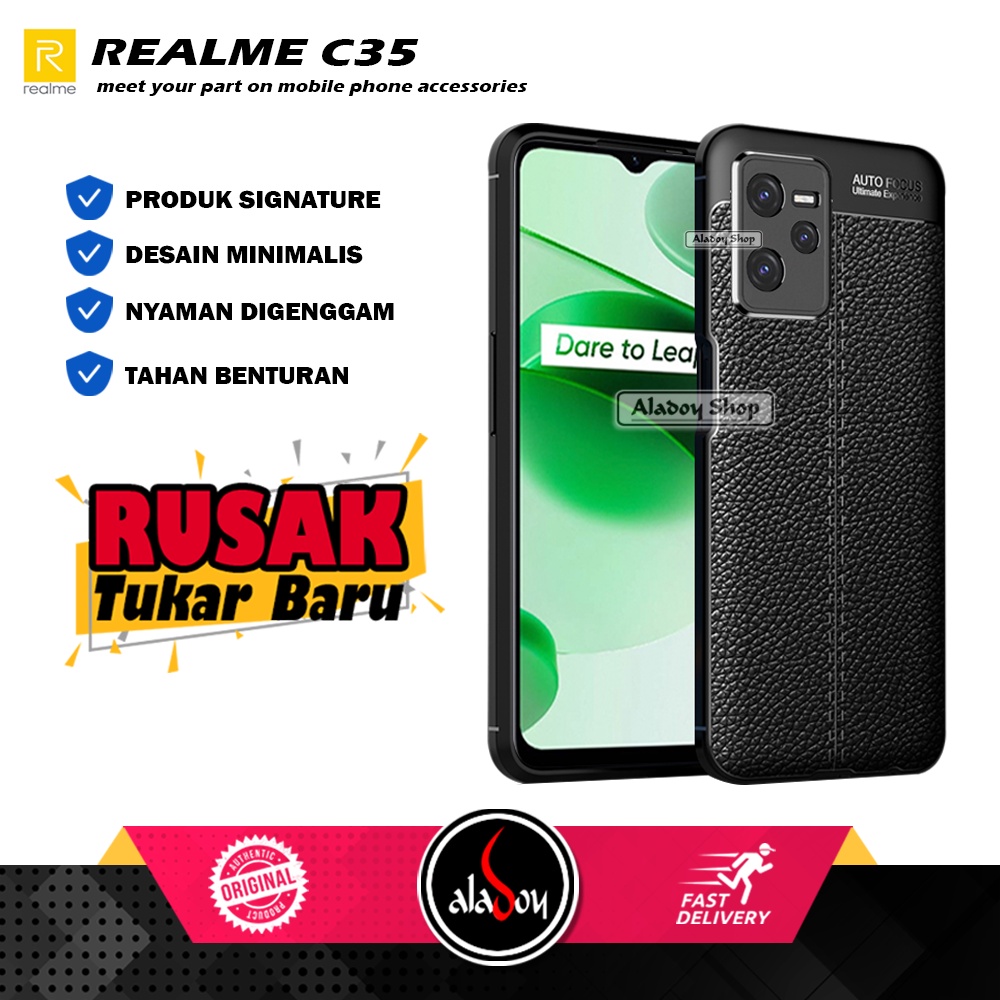 Case Realme C35 Ultra Slim Auto Focus Leather Premium Softcase