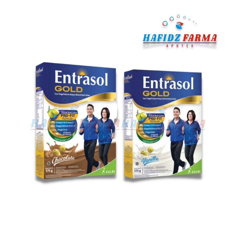 

Entrasol Gold Chocolate 175gr + Vanila 175gr /nutrisi /tinggi kalsium/memperlambat osteoporosis