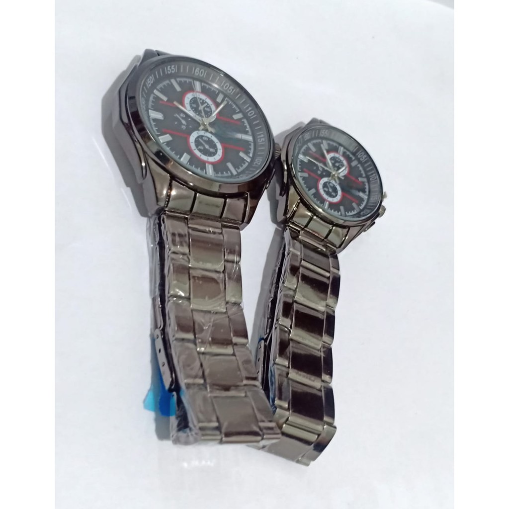 Jam Tangan Couple/Pria/Wanita Swiss-Time Balok Crono Off Stainliss