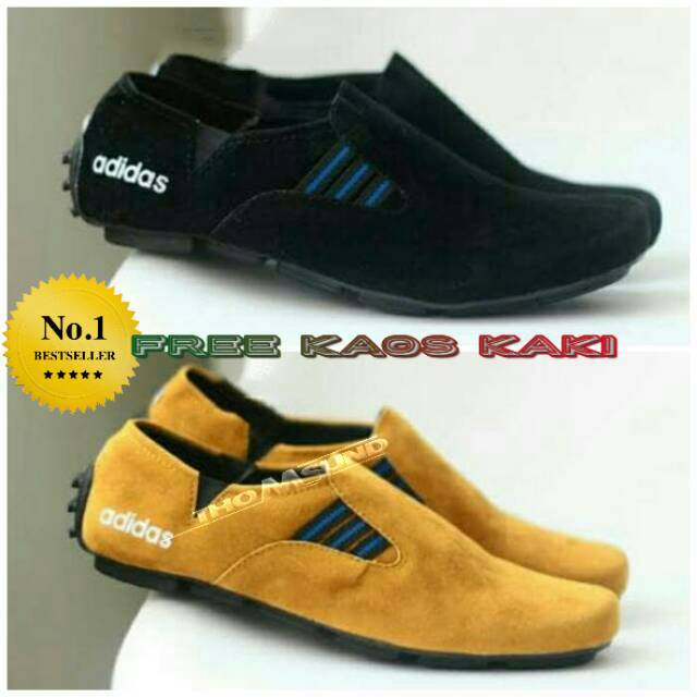 Promoo !!!! Sepatu slip on pria adidas casual slop formal kerja kantor kulit asli santai kuliah 4.5