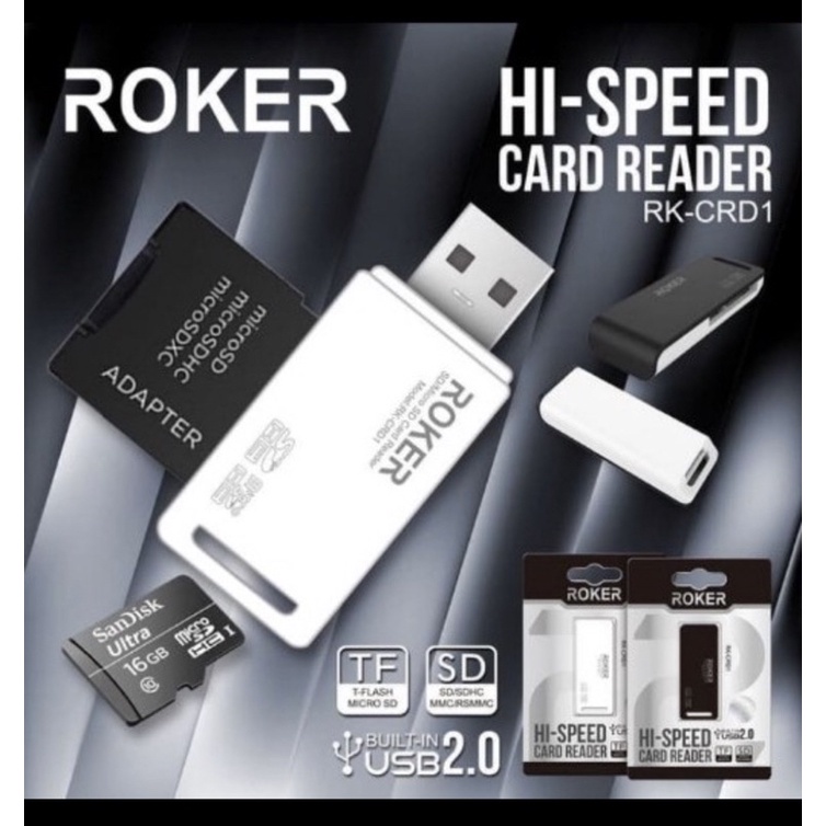 CARD READER ROKER HIGH SPEED USB 2.0 ORIGINAL MICRO SD/SD CARD MEMORY HP