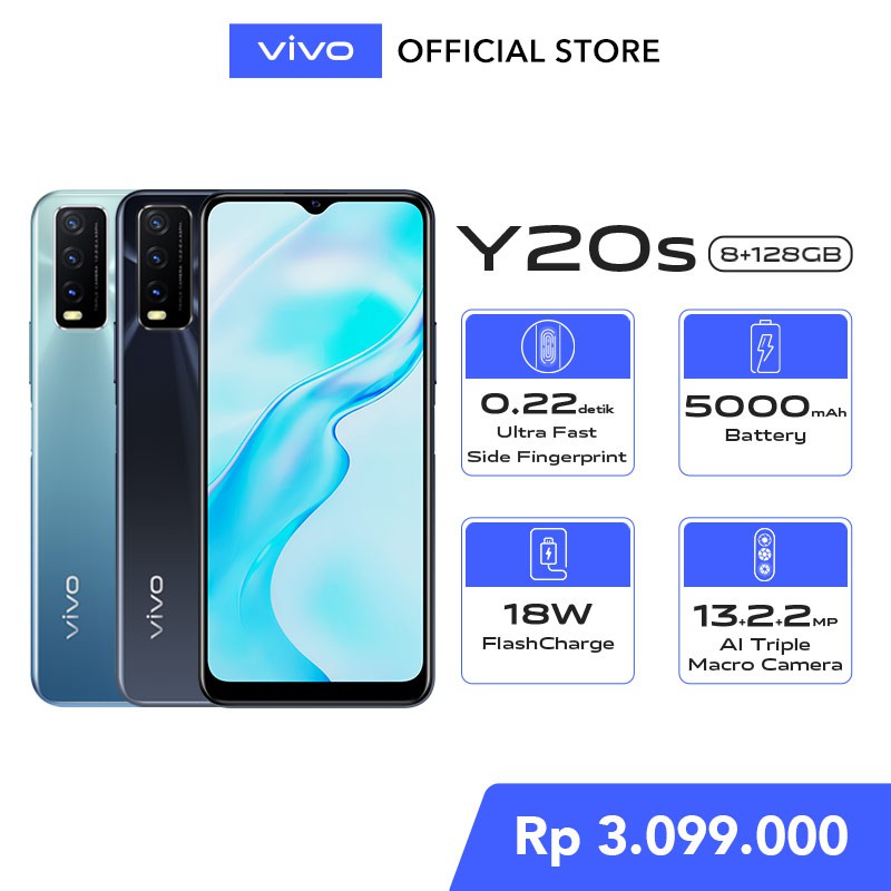 [NEW] vivo Y20s 8GB/128GB - 6.51", Ultra Fast Side Fingerprint, Snapdragon 460