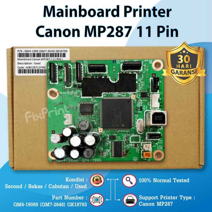 Mainboard Printer Canon MP287 Board Motherboard PCB Printer Pixma 287 Original Cabutan