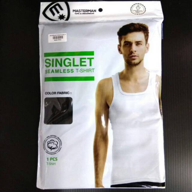 Kaos Singlet Pria MASTERMAN SMAS Hitam Isi 1Pcs