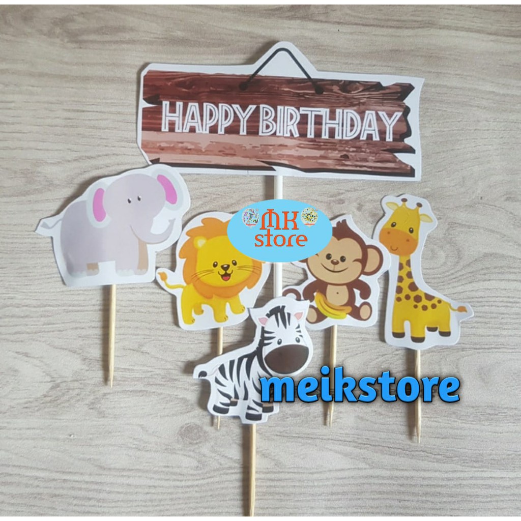 Cake Topper Happy Birthday / Cake Topper Animal 1 set
