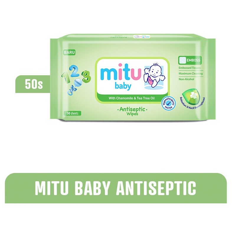 Mitu Baby Reg Antiseptic Hijau 50wipes - Tisu Basah Bayi