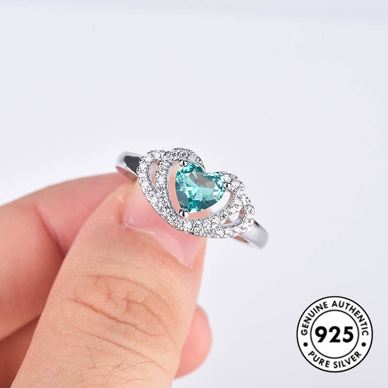Cincin Sterling Silver 925 Model Hati Hollow Untuk Wanita