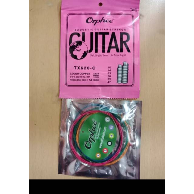 senar gitar orphee akustik 010 warna warni satu set