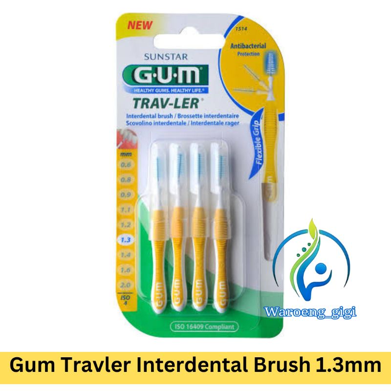 GUM Interdental Brush Trav Ler Travler 1.3mm (Kuning)