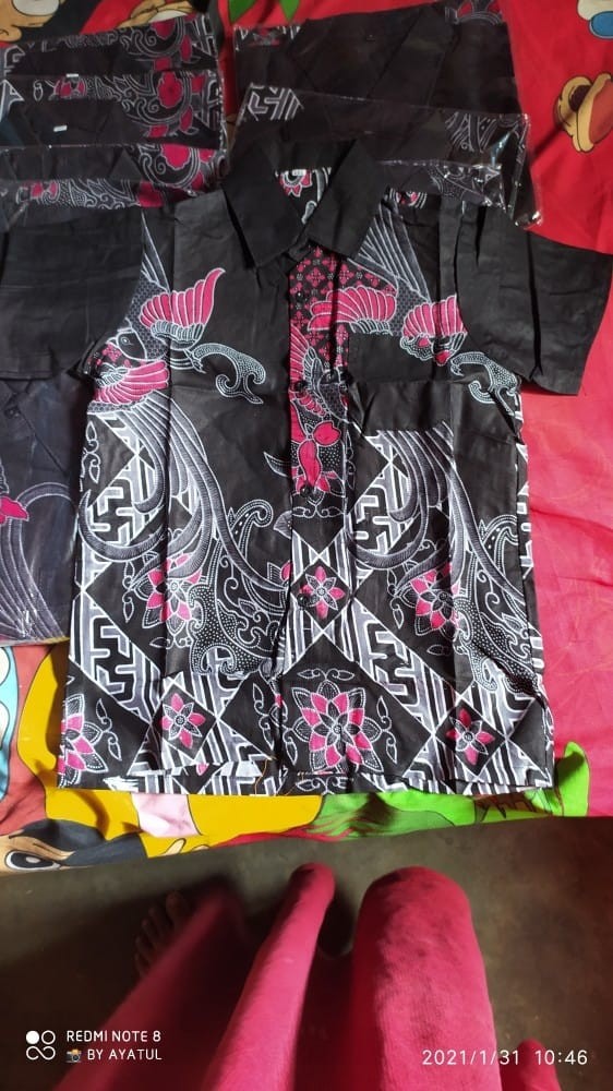 Batik Couple Keluarga Sania Ruffle Ori Ndoro Jowi Dnt Motif Kenari Hitam Terlaris-batik
