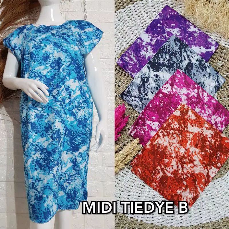 Daster Midi Tie Dye. Daster Tie Dye Rayon. Daster Kekinian. Daster Motif Tie dye termurah