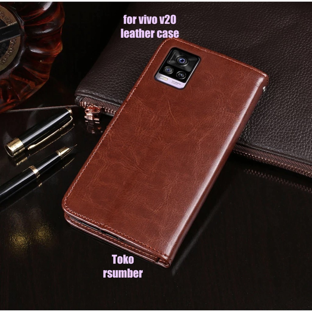 Vivo v20 flip case leather wallet case dompet | Shopee Indonesia
