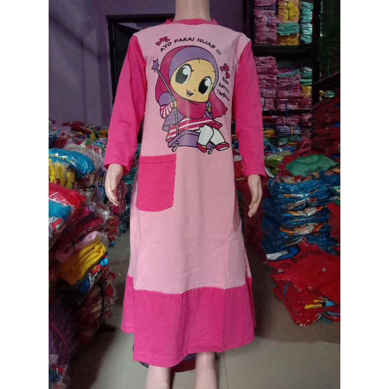 GAMIS ANAK BAHAN KATUN/GAMIS ANAK GAMBAR MUSLIMAH/GAMIS ANAK1-8TAHUN