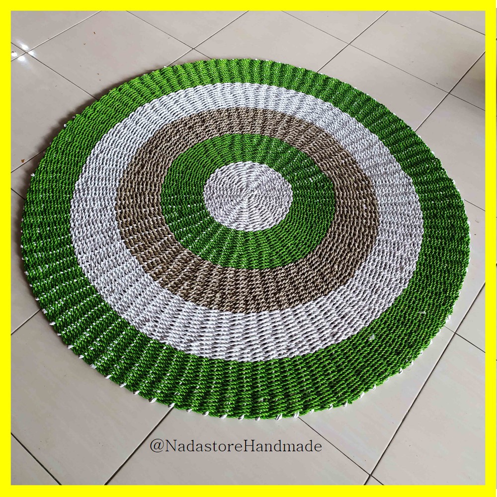 RUG SEAGRASS HIJAU PANCA WARNA 120 CM / TIKAR BULAT / KARPET ANYAMAN