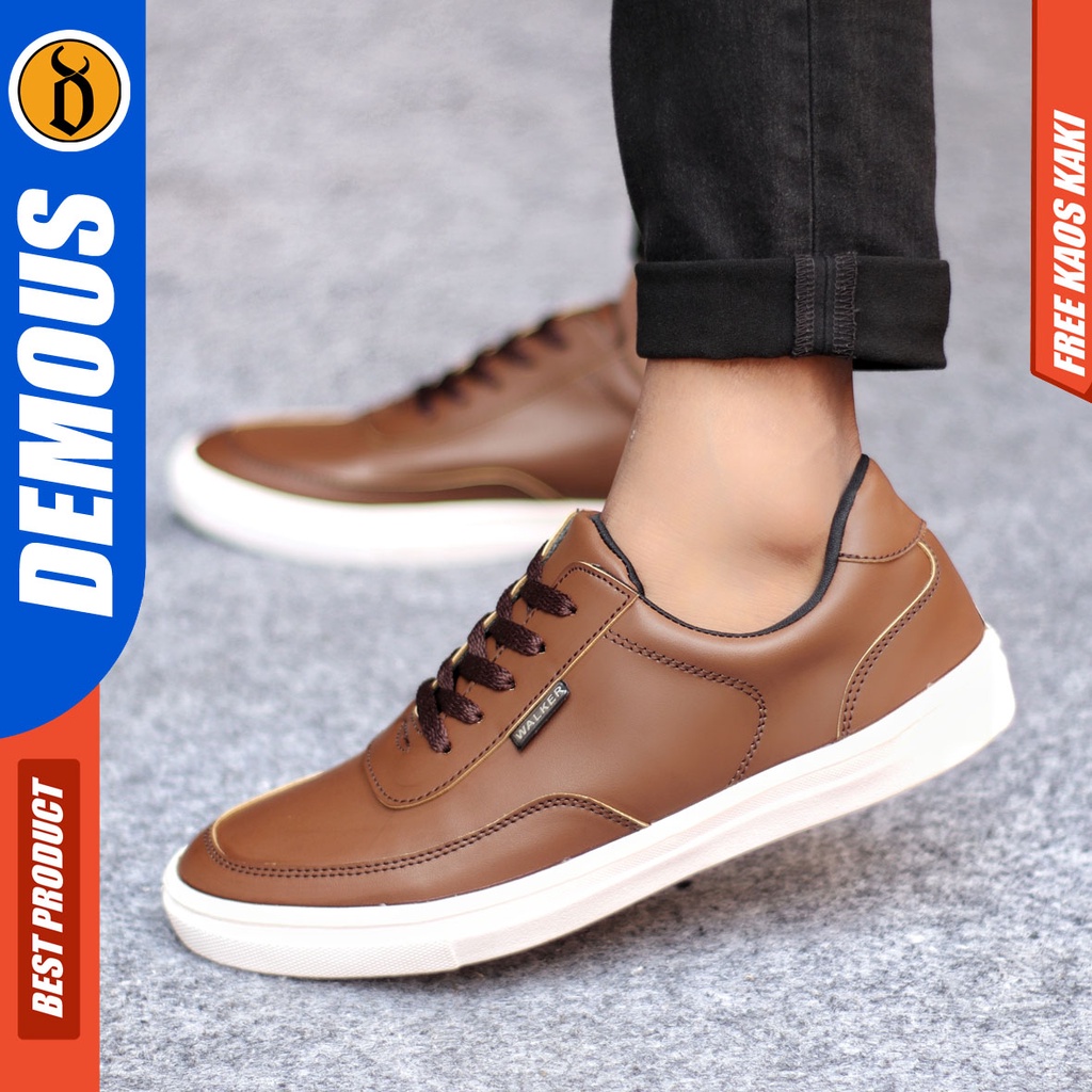 Sepatu Sneakers Pria Sepatu Casual Pria Kulit Pu Sepatu Kerja Kuliah Kondangan Sepatu Hitam Pria DEMOUS TAGOS