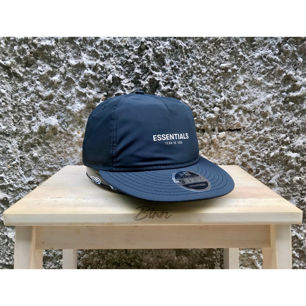 black fear of god essentials retro crown 9fifty strapback