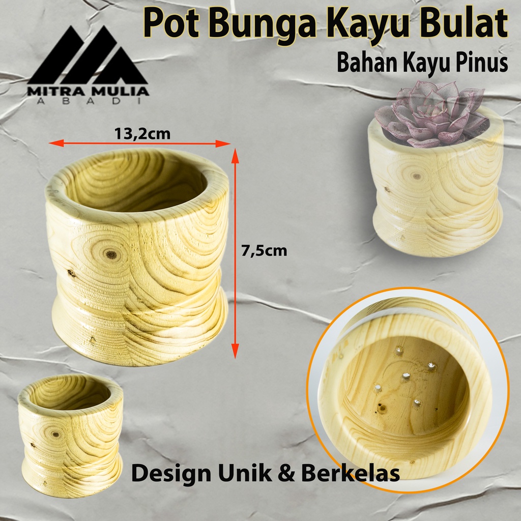 Pot Vast Bunga Kayu Pinus Unik warna Cream